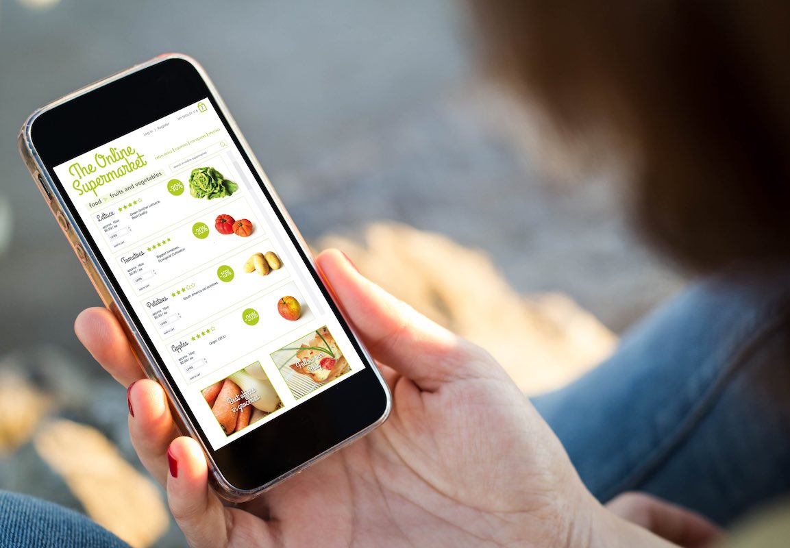 shopping for groceries on mobile app