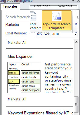 Bing Keyword Tool keyword research template