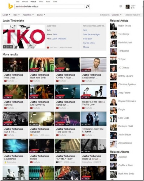 Bing Music Video Search Example