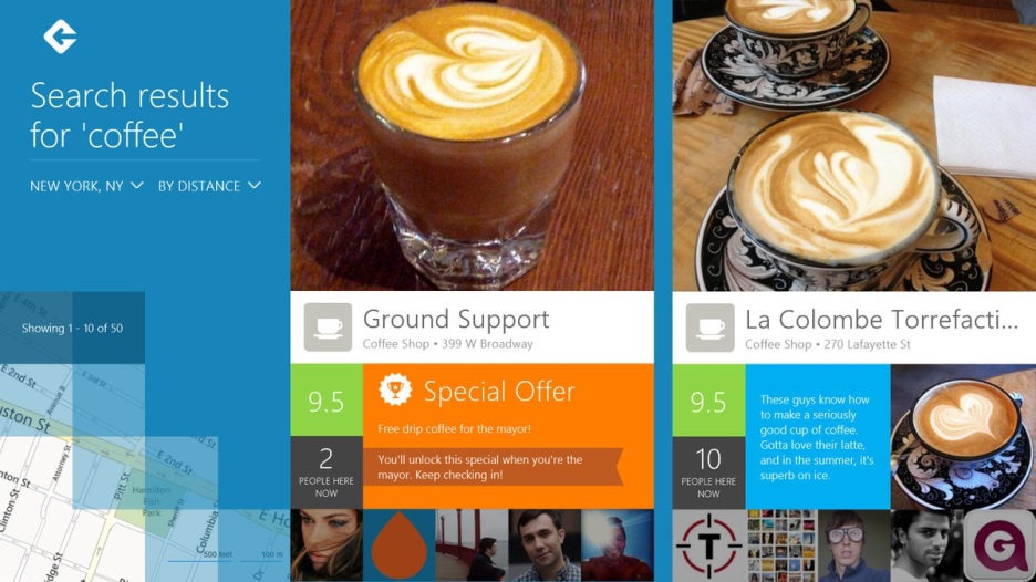 Foursquare Windows 8 app