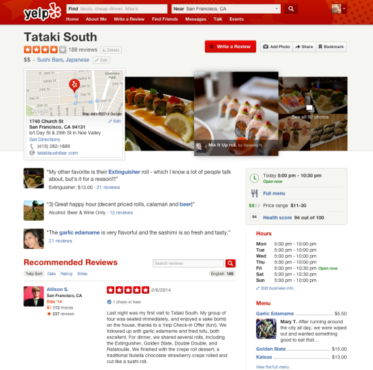 New Yelp Business Page