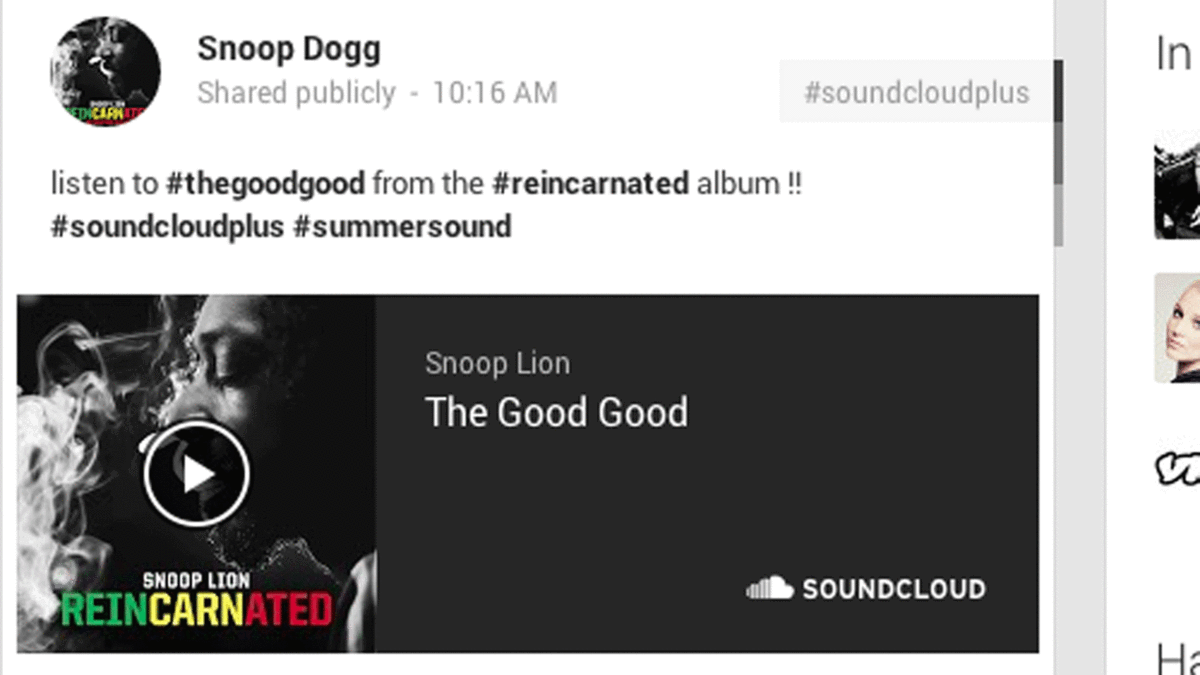 SoundCloud Googleplus integration
