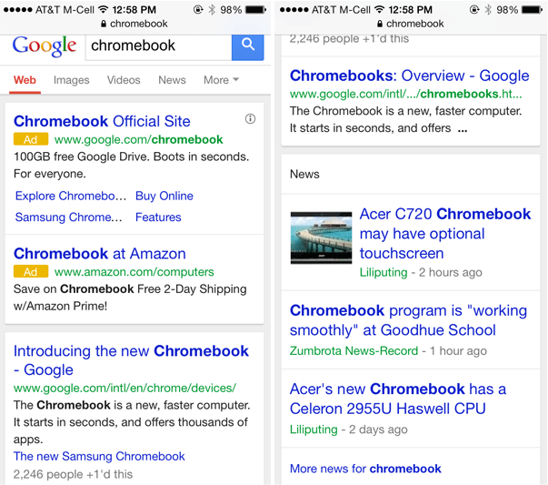 unified iphone SERP